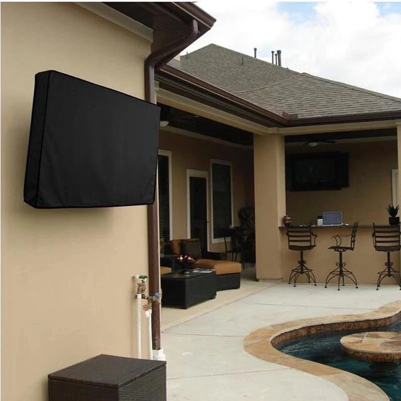 Outdoor Tv Protective Cover Weatherproof With Bottom Cover, Suitable For 30-32 Inch Tv, With Remote Control Pocket