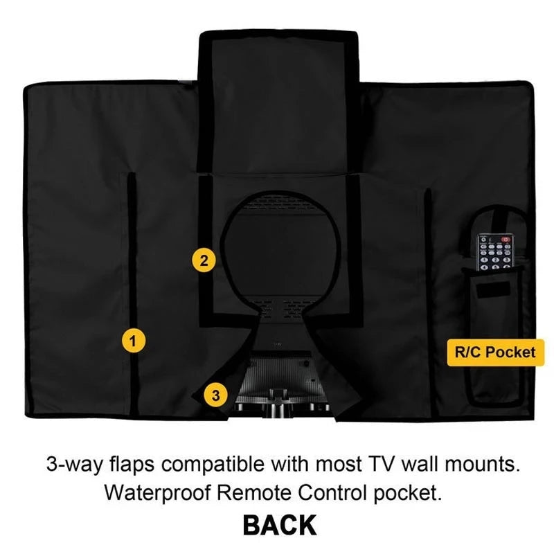Outdoor Tv Protective Cover Weatherproof With Bottom Cover, Suitable For 30-32 Inch Tv, With Remote Control Pocket